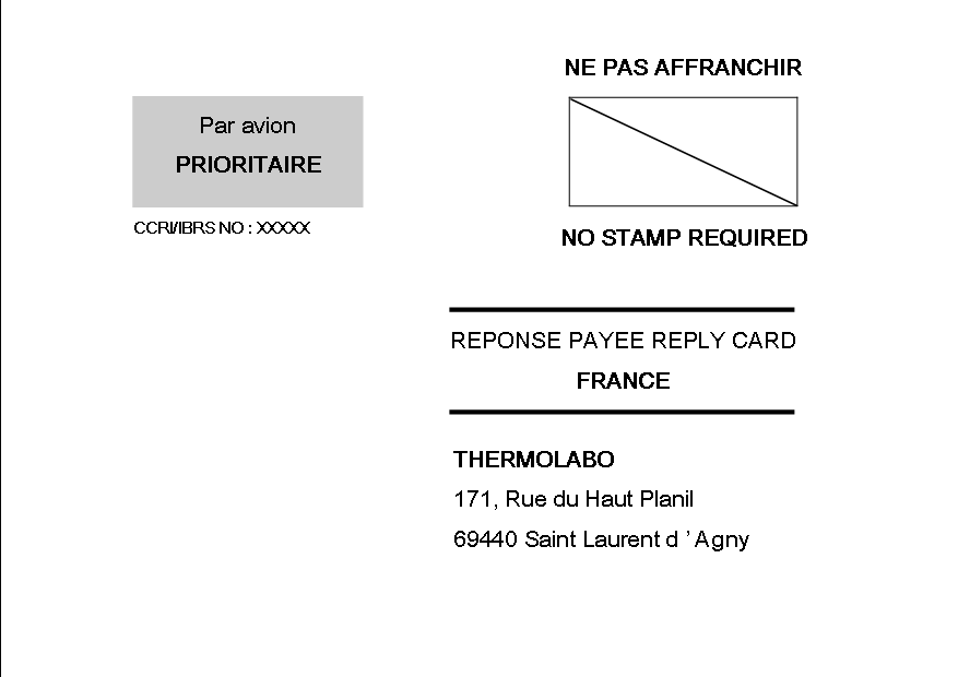 exemple de courrier prépayé pour le retour des data loggers