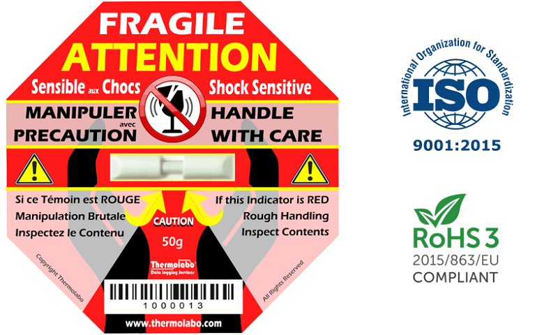 Indicateur de Choc Thermolabo ISO 9001 RoHS 3