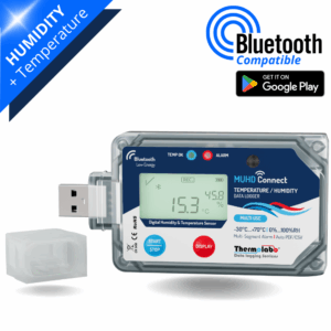 Enregistreur température et humidité USB et Bluetooth MUHD Connect – multi-usage – plage -30 à +70°C et 0 à 100% HR