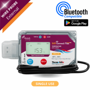 Enregistreur de température SUD Connect Flex – Bluetooth – usage unique – sonde externe – export PDF