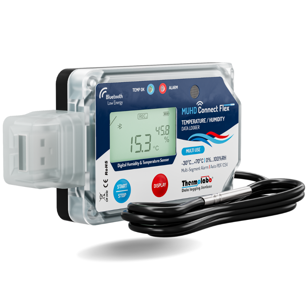 Enregistreur de Température & Humidité Bluetooth + USB / Réutilisable avec Sonde Filaire – Image 2