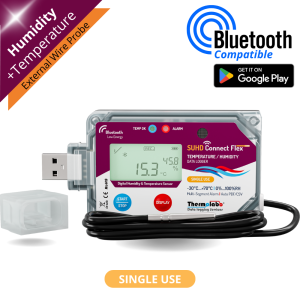 Enregistreur de Température et Humidité Bluetooth & USB avec Sonde Filaire à Usage Unique